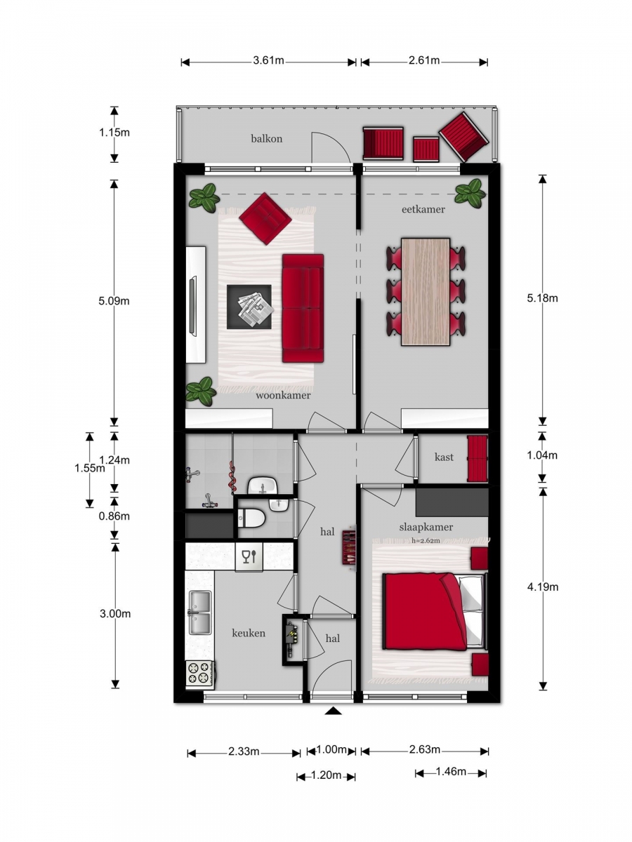 Te Huur 2 kamer Appartement Matenalaan In Arnhem
