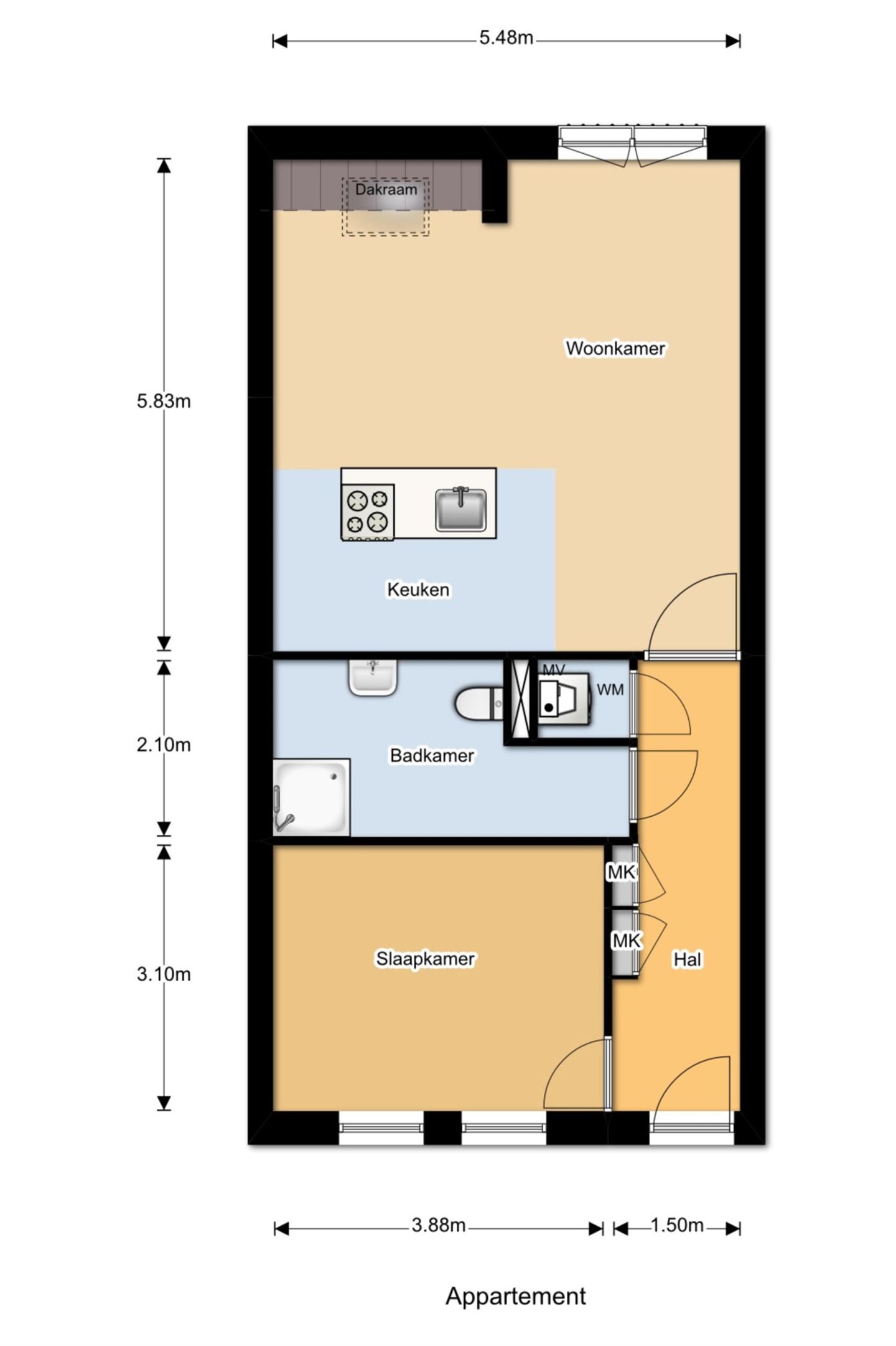 Te Huur 2 Kamer Appartement Ganeshastraat In Almere