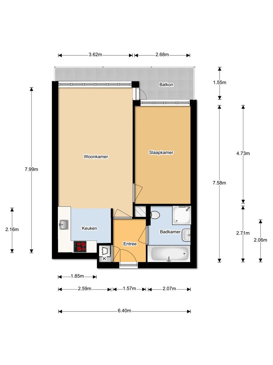 Te Huur 2 Kamer Appartement Burg. Hustinxstraat In Nijmegen