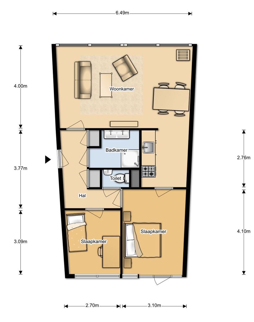 Te Huur 3 Kamer Appartement Peter Sellershof In Almere