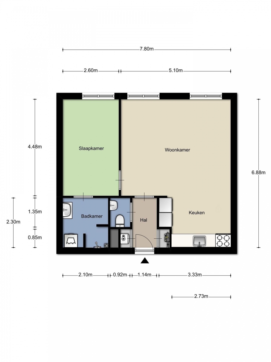Te Huur 2 kamer Appartement Generaal de Wetstraat In Tilburg