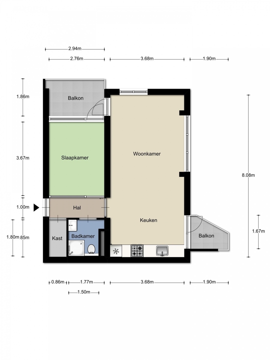 Te Huur 2 kamer Appartement P.C. Boutensstraat In Haarlem